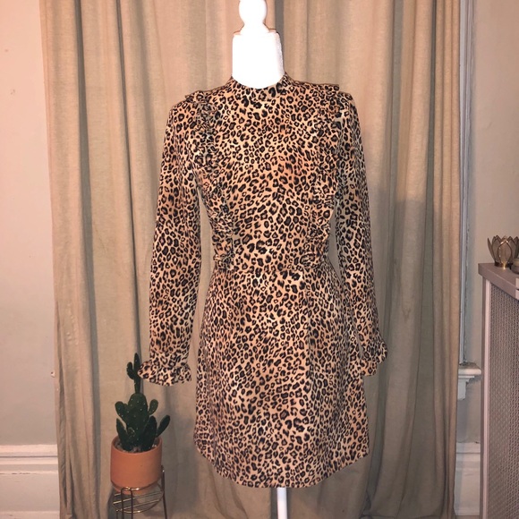 cheetah long sleeve dress